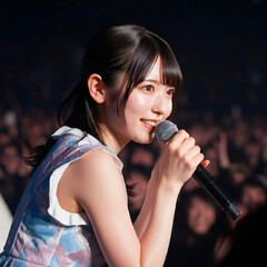 A Japanese woman in her 20s, a shy smile, everyone's idol