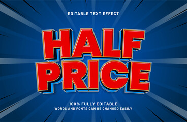 half price editable text effect in sale and discount text style