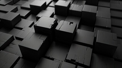 Abstract 3D Black Geometric Shapes