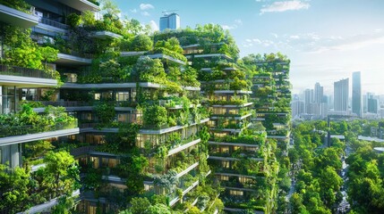 Eco-friendly green city, fresh air, preserving the environment, air pollution control, sustainable architecture, green urban spaces, clean environment, Midjourney