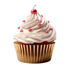 Cupcake 3D Render Isolated on Transparent Background