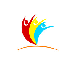 Concept of Group of People, happy team, victory. Vector icon
