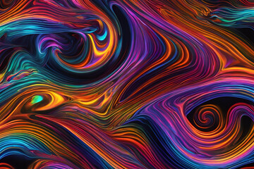 Obraz premium Psychedelic swirls of neon colors captured in a 3d refraction through glass, creating a hypnotic and otherworldly abstract pattern