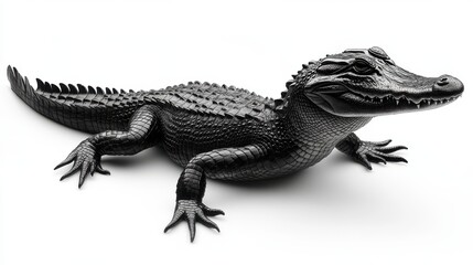 Fototapeta premium Silhouette of a crocodile on a white background, bold and powerful