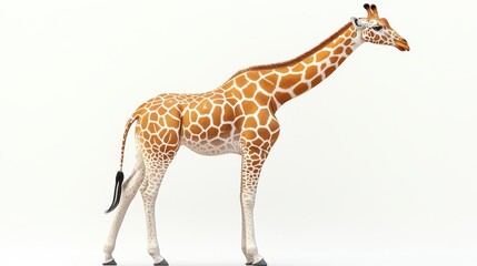 Naklejka premium Tall giraffe clipart with a long neck on a white background, cartoon style