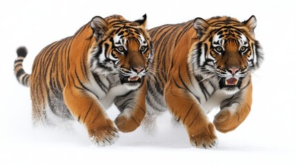 Tigers on White Background