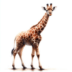 Obraz premium 흰 배경, 기린, 수채화 (White background, giraffe, water colour)