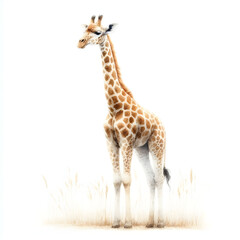 Obraz premium 흰 배경, 기린, 수채화 (White background, giraffe, water colour)