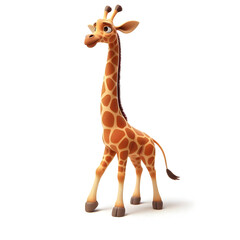 Obraz premium 흰 배경, 기린, 애니메이션 아트 (White background, giraffe, animation art)