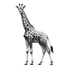 Fototapeta premium 흰 배경, 기린, 펜슬 드로잉 (White background, giraffe, pencil drawing)