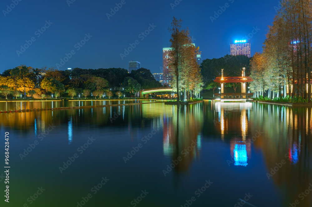 Wall mural Foshan Thousand Lantern Lake Park's Lake Larch Night Lighting