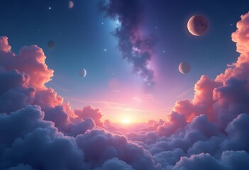 Fototapeta premium Celestial Dreamscape: A Serene View from Above the Clouds