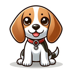 흰 배경, 비글, 애니메이션 아트 (White background, beagle, animation art)