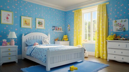 Empty 3D cartoon background for kids, colorful landscape, vibrant and playful setting