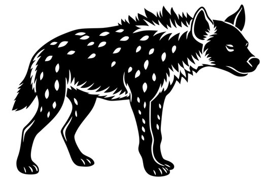 recommend clip art: hyena black silhouette animal  white background
