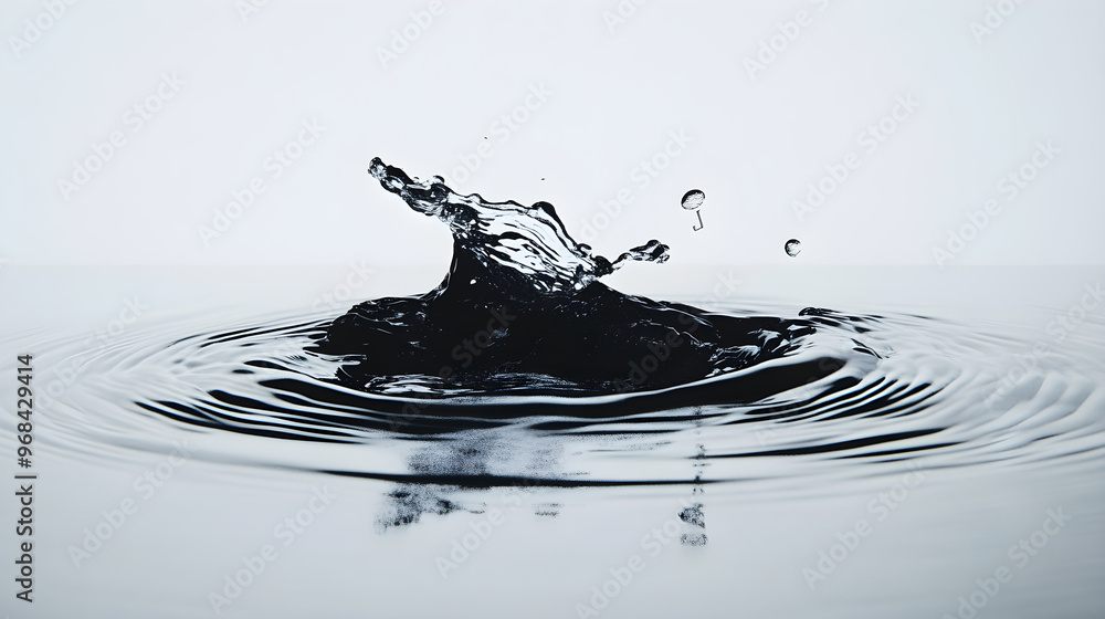 Poster A water surface with objects seemingly breaking through,  causing ripples