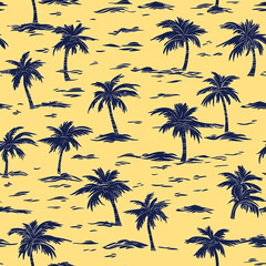 seamless pattern sea and coconut tree of shirt Hawaii style.