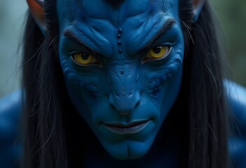 Avatar, Blue Skin, Yellow Eyes, Close-up