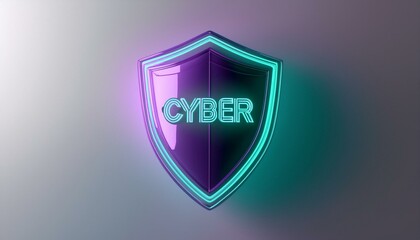 Futuristic cyber shield design featuring neon colors, symbolizing digital security and protection in the online world.