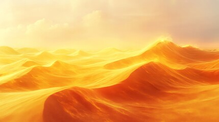 Golden Desert Dunes Under a Hazy Sky
