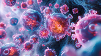 Image of abnormal cells related to endogenous proteins and potential therapeutic interventions.