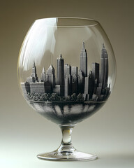 manhattan city in othello wine glass