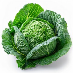 Obraz premium Vibrant Green Cabbage on Pristine White Background