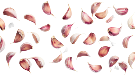 Delicious garlic cloves on transparent background