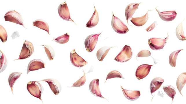 Delicious garlic cloves on transparent background