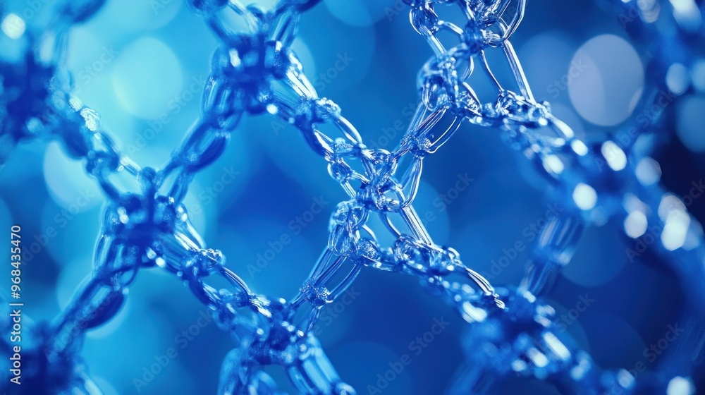 Poster abstract blue chain pattern with bokeh background