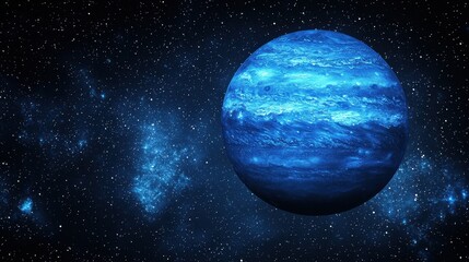 Obraz premium Blue Planet in Space with Stars and Galaxy