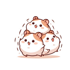 Fototapeta premium 흰 배경, 햄스터, 애니메이션 아트 (White background, hamster, animation art)