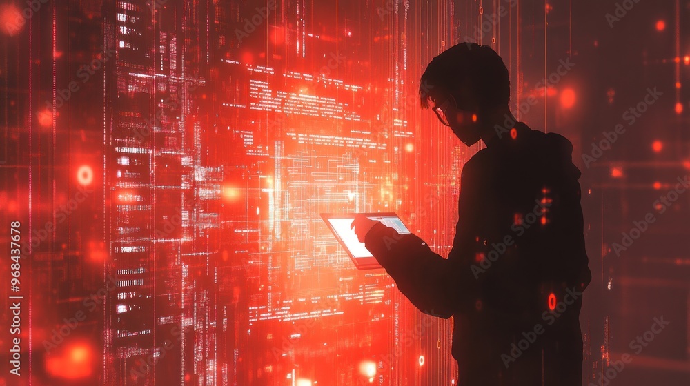 Poster hacker in digital world