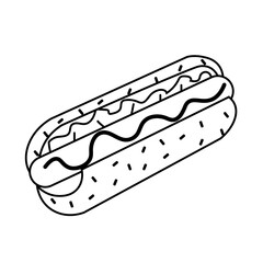 シンプルなホットドックの線画イラスト