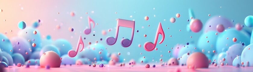Abstract Music Notes with Colorful Bubbles