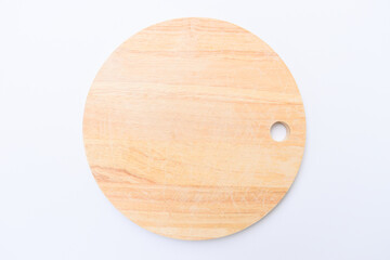 brown wooden sphere cuttingboard isolated on white background