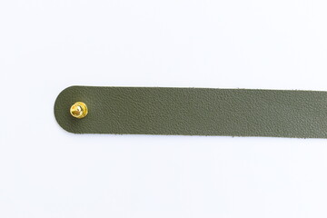 dark green leather strap isolated on white background