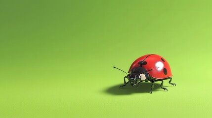 Naklejka premium A ladybug is standing on a green surface