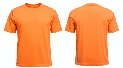 Orange T Shirt Mockup   Front and Back View