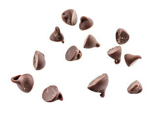 Chocolate Chips Scattered On a Transparent Background