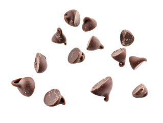 Chocolate Chips Scattered On a Transparent Background