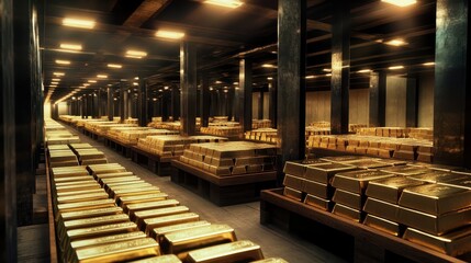 A large room filled with gold bars