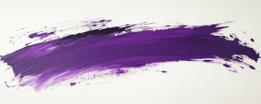 Purple paint brush stroke on white background