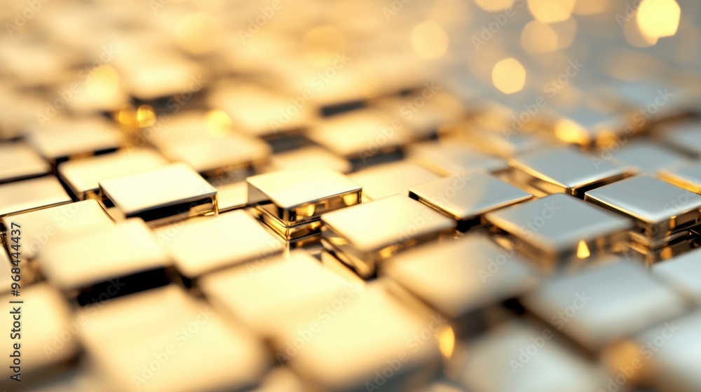 Aufkleber reflective golden squares form an intricate, abstract arrangement that catches and reflects availabl