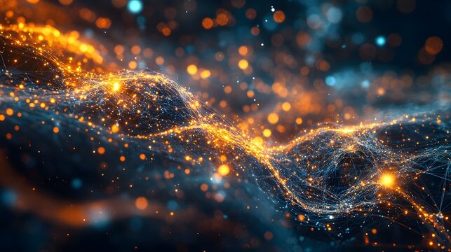 12. The concept of quantum entanglement visualized with entangled particles