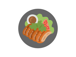 タイ料理の、ガイヤーンのアイコンのイラスト