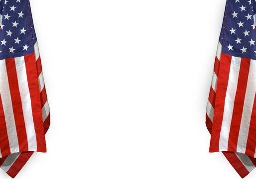 American flag on both sides and copy space in the center, patriotic template transparent png.