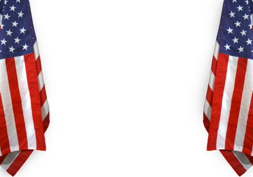 American flag on both sides and copy space in the center, patriotic template transparent png.