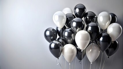 Elegant black and white helium balloons for festive celebration, Party, balloons, celebration, elegant, helium, black