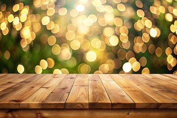 Empty wood tabletop or counter with display product with blured modern room, bokeh, indoor background. Display product background concept.